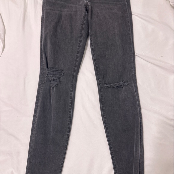 Madewell 9" High Rise Skinny Jeans in Black Sea Raw Hem Distressed Boho - Picture 3 of 6